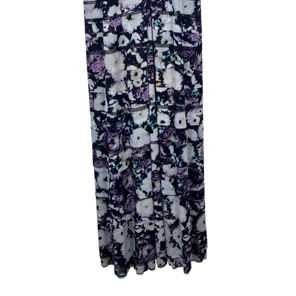 BCBGMAXAZRIA ERIKA SWEETHEART STRAPLESS TIERED FLORAL MESH MAXI GOWN DRESS - Picture 8 of 16